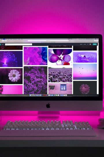 silver imac displaying collage photos