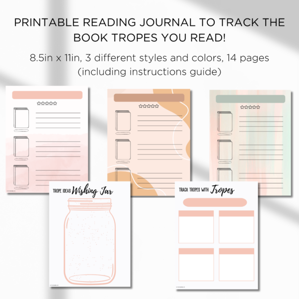 Printable and Digital Reading Journal Tropes Tracker